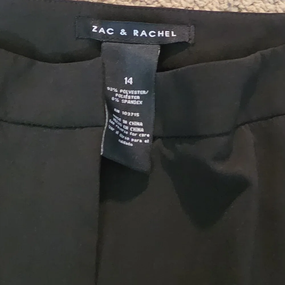 Zac & Rachel Black Dress Pants 14 Pleated Pocket Stretch Career NWOT - Picture 3 of 16